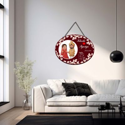 Gift Me Bazar Personalized Couple Wedding Wall Hanging Decoration Wall Art Decor Indoor Wall Hanging Decoration Gift for Friends Wedding